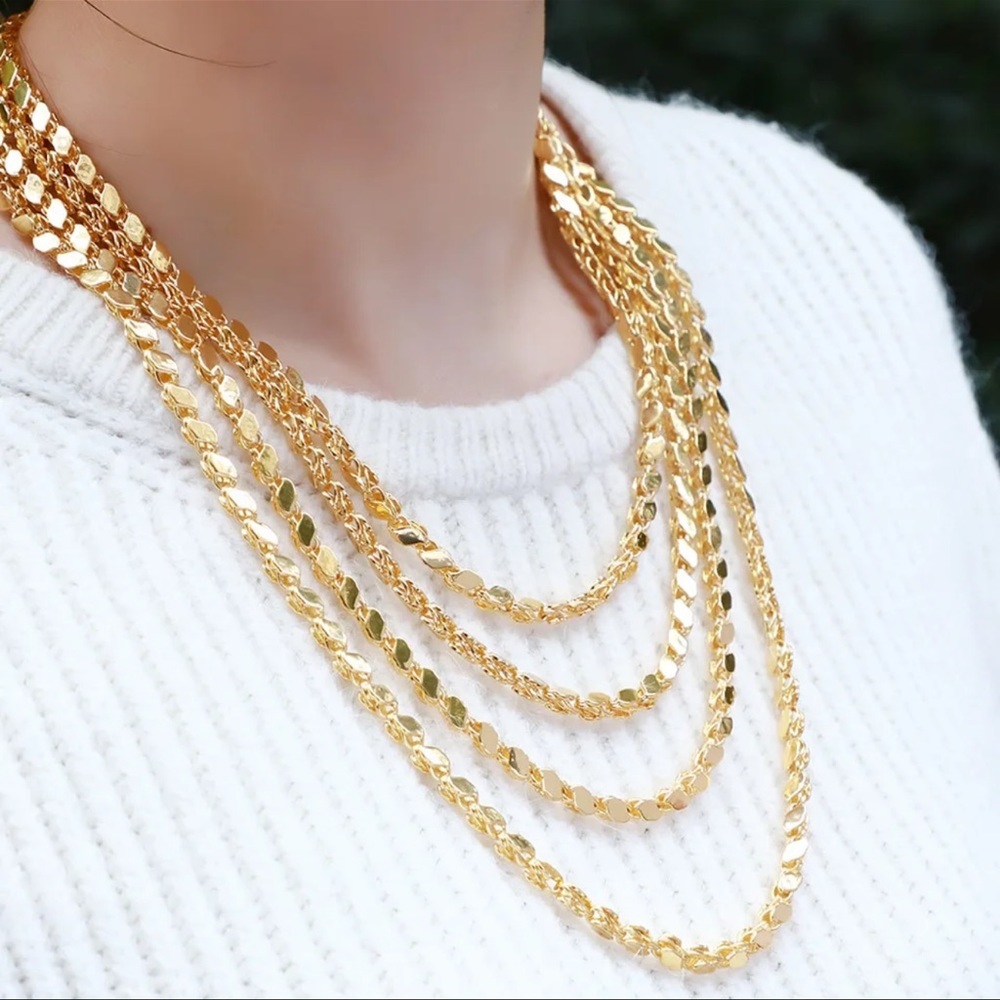 NWT 18k Gold Plated Layering Thick Neckace